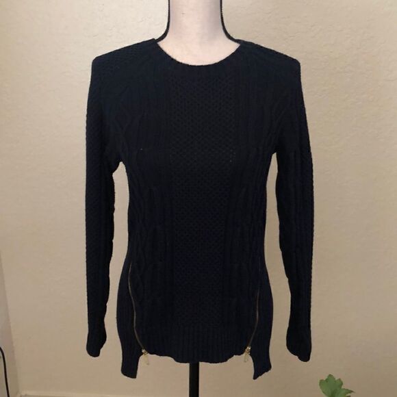 CAbi Navy Cable Front Sweater - Picture 1 of 7